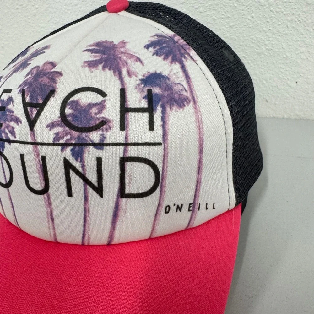 ONeill Beach Bound Trucker‎ Hat Palm Tree Pink Mesh Snapback One Size